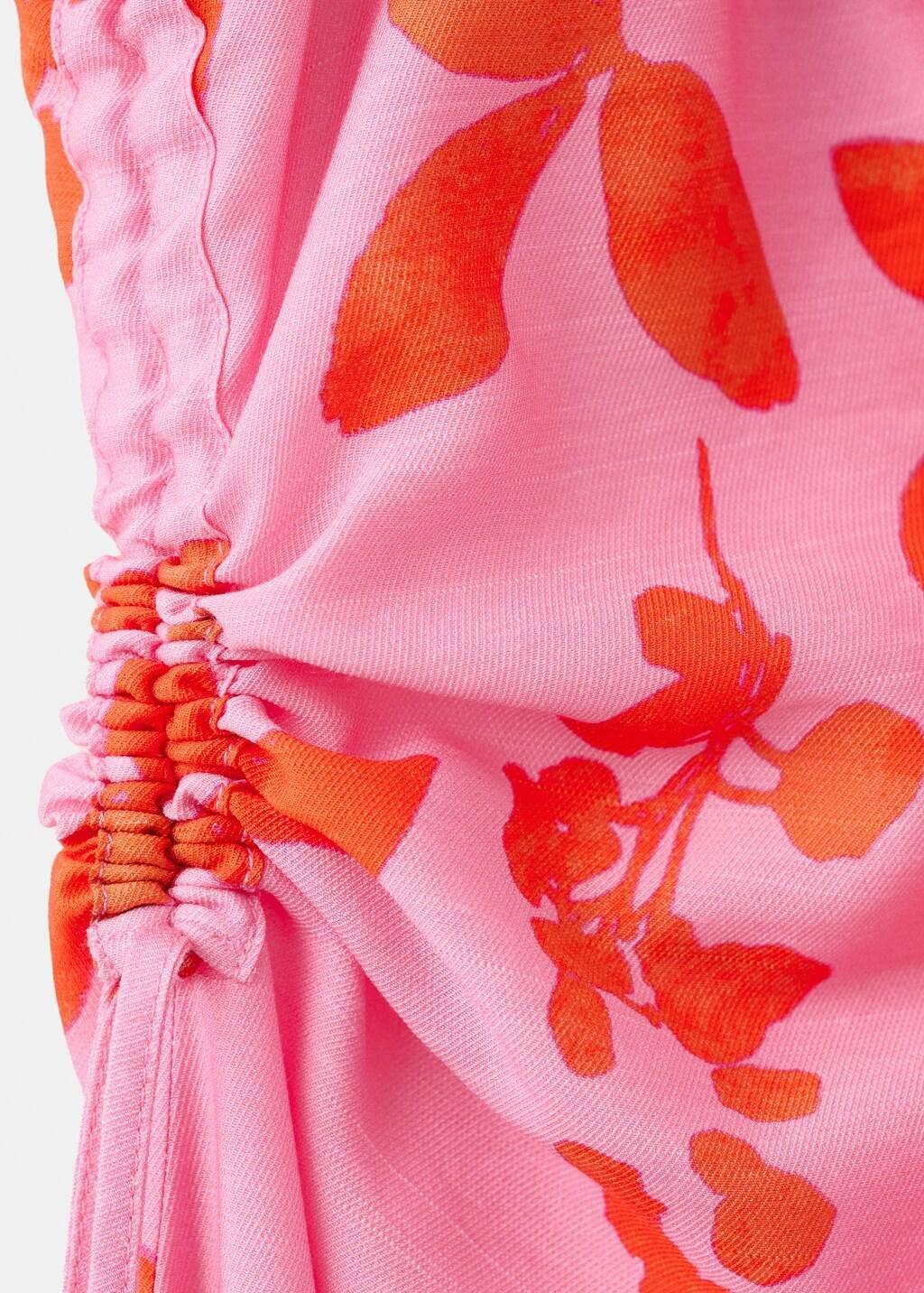 PINK Side ruched floral dress, Pink, large image number 1