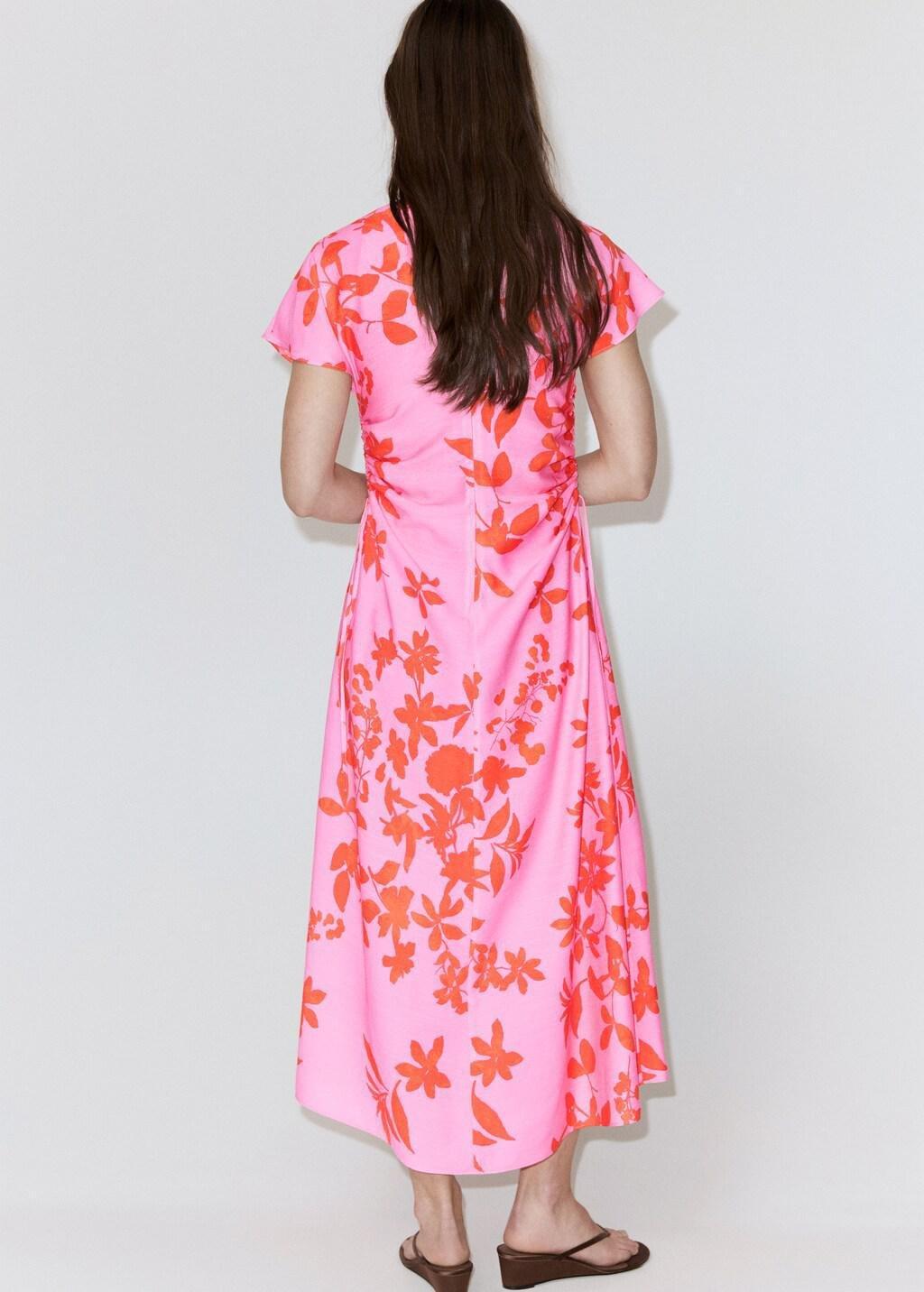 PINK Side ruched floral dress, Pink, large image number 2