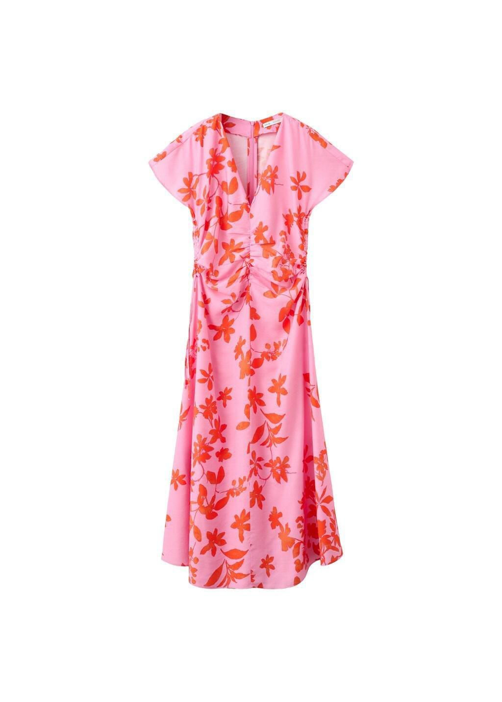 PINK Side ruched floral dress, Pink, large image number 7