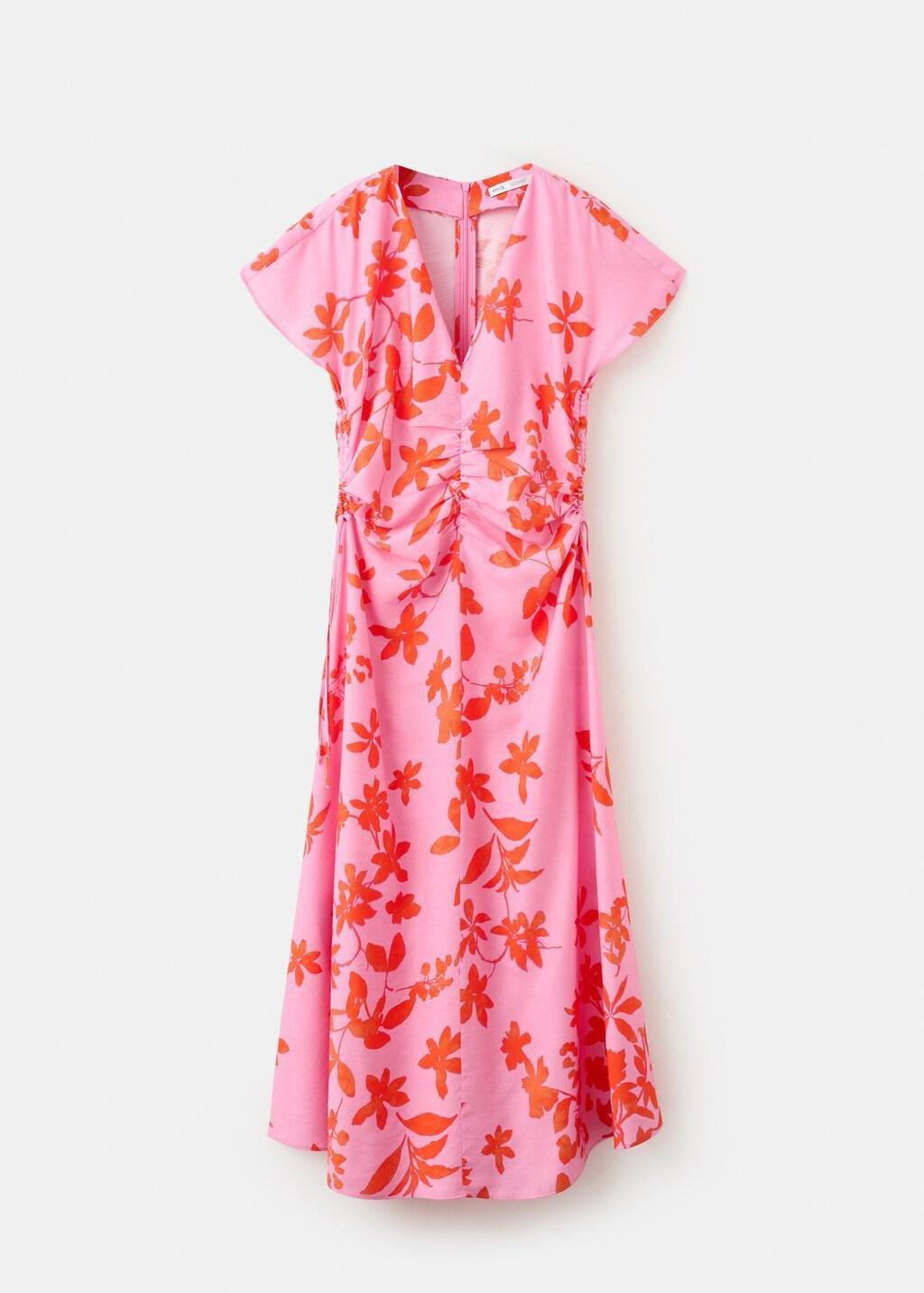 PINK Side ruched floral dress, Pink, large image number 8