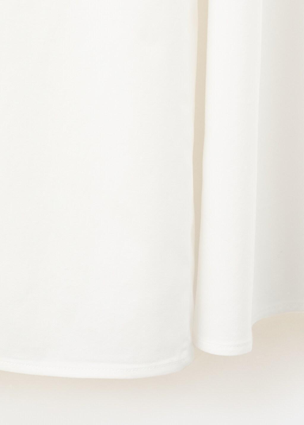 White Boat-Neck Ruched Dress, White, large image number 1