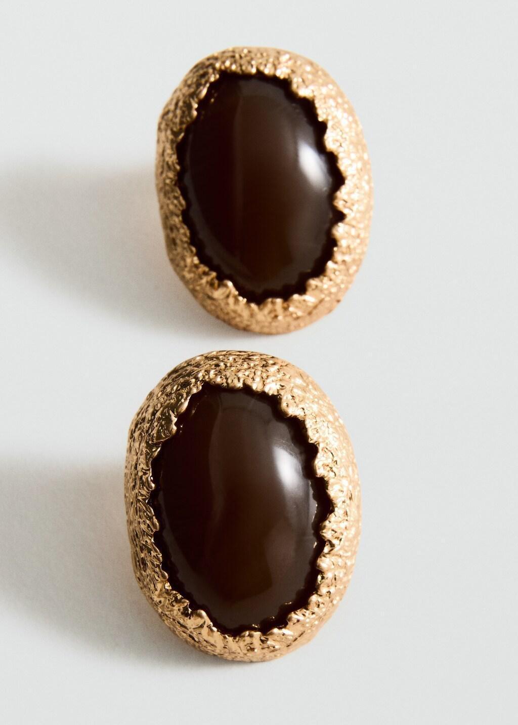 GOLD Combined textured resin earrings, Gold, medium