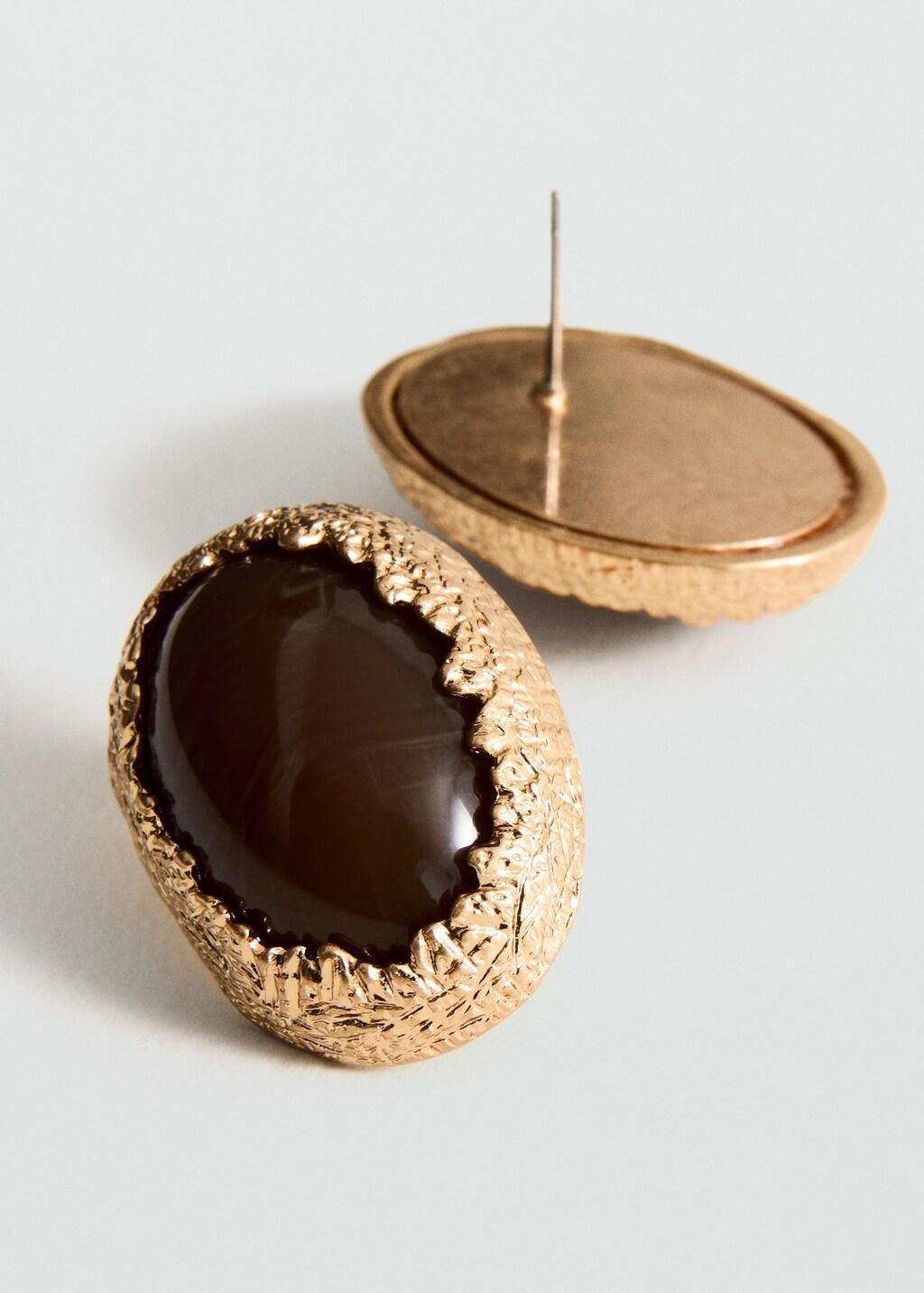 GOLD Combined textured resin earrings, Gold, medium