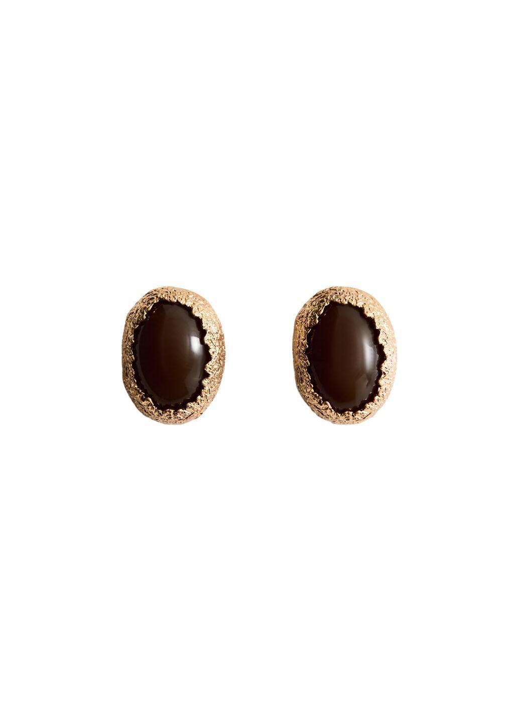 GOLD Combined textured resin earrings, Gold, medium