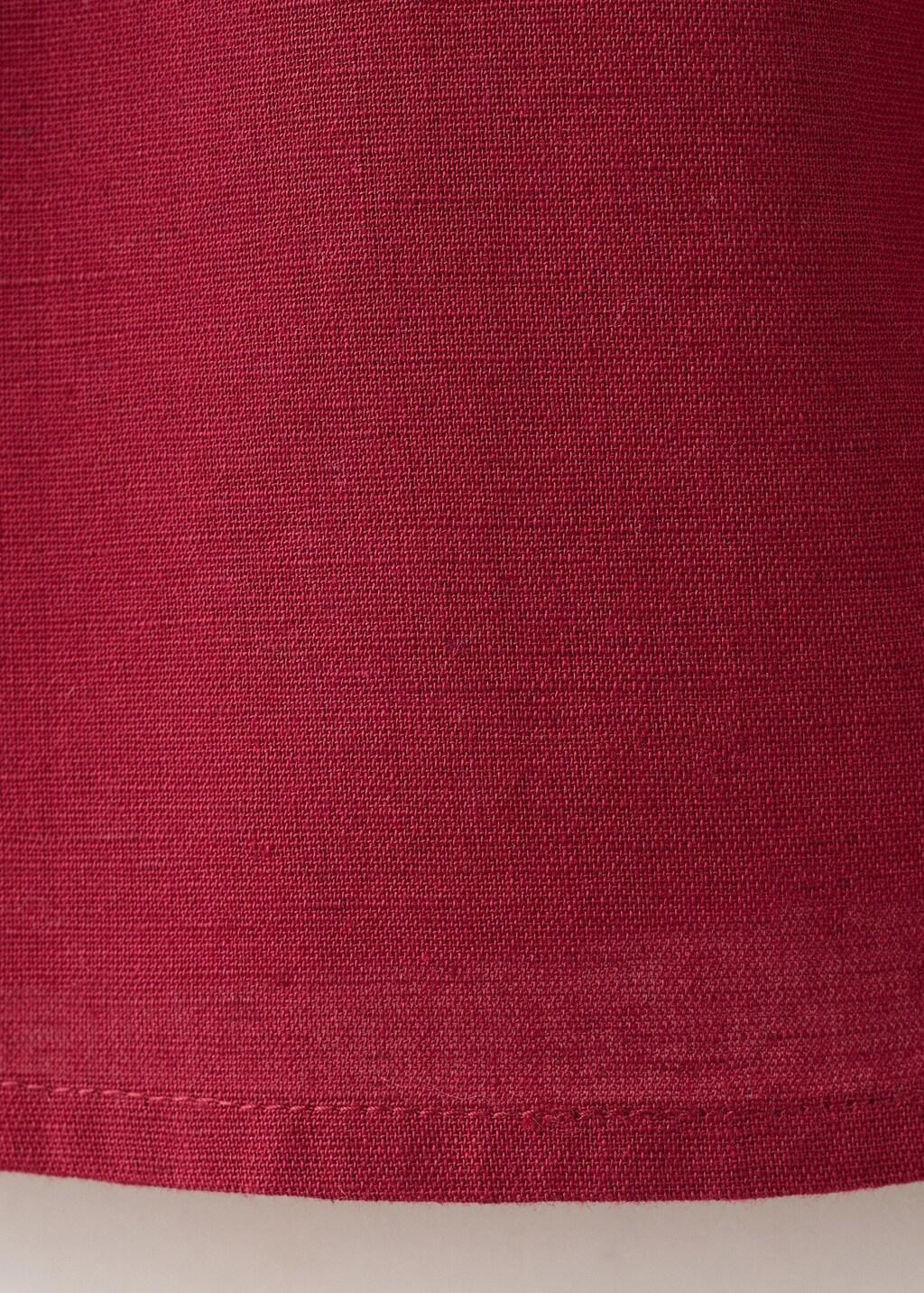 Red Linen Cotton Blouse With Embroidery Detail, Baby Girls, Dark Red, large image number 1