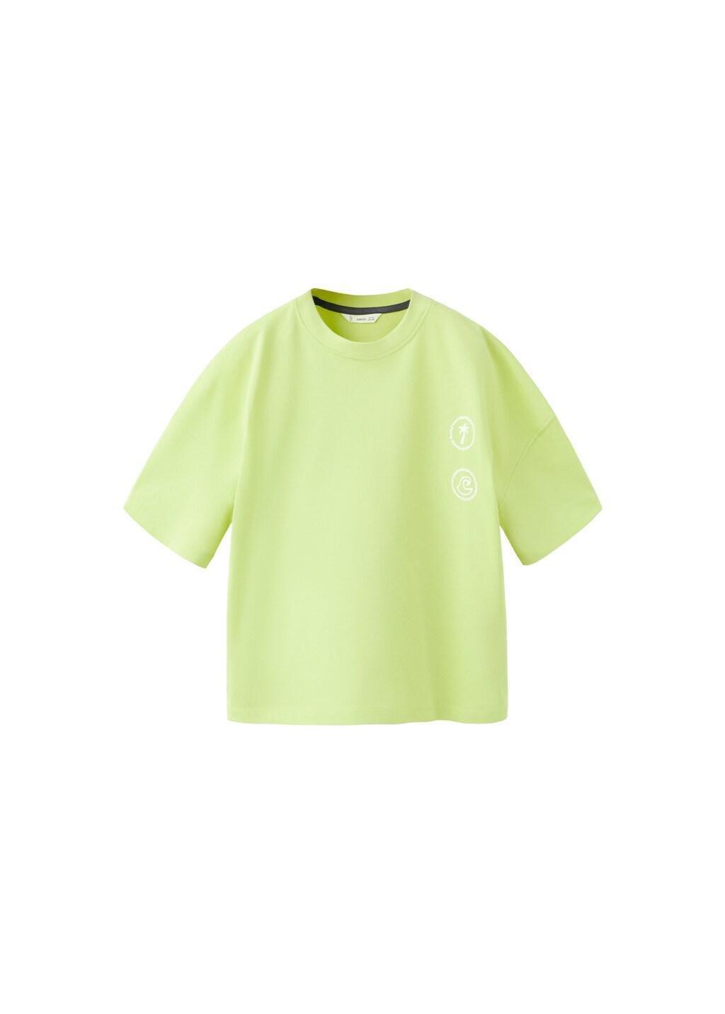 Yellow Boxy Cotton Print T-Shirt, Kids Boys, Bright Yellow, large image number 6