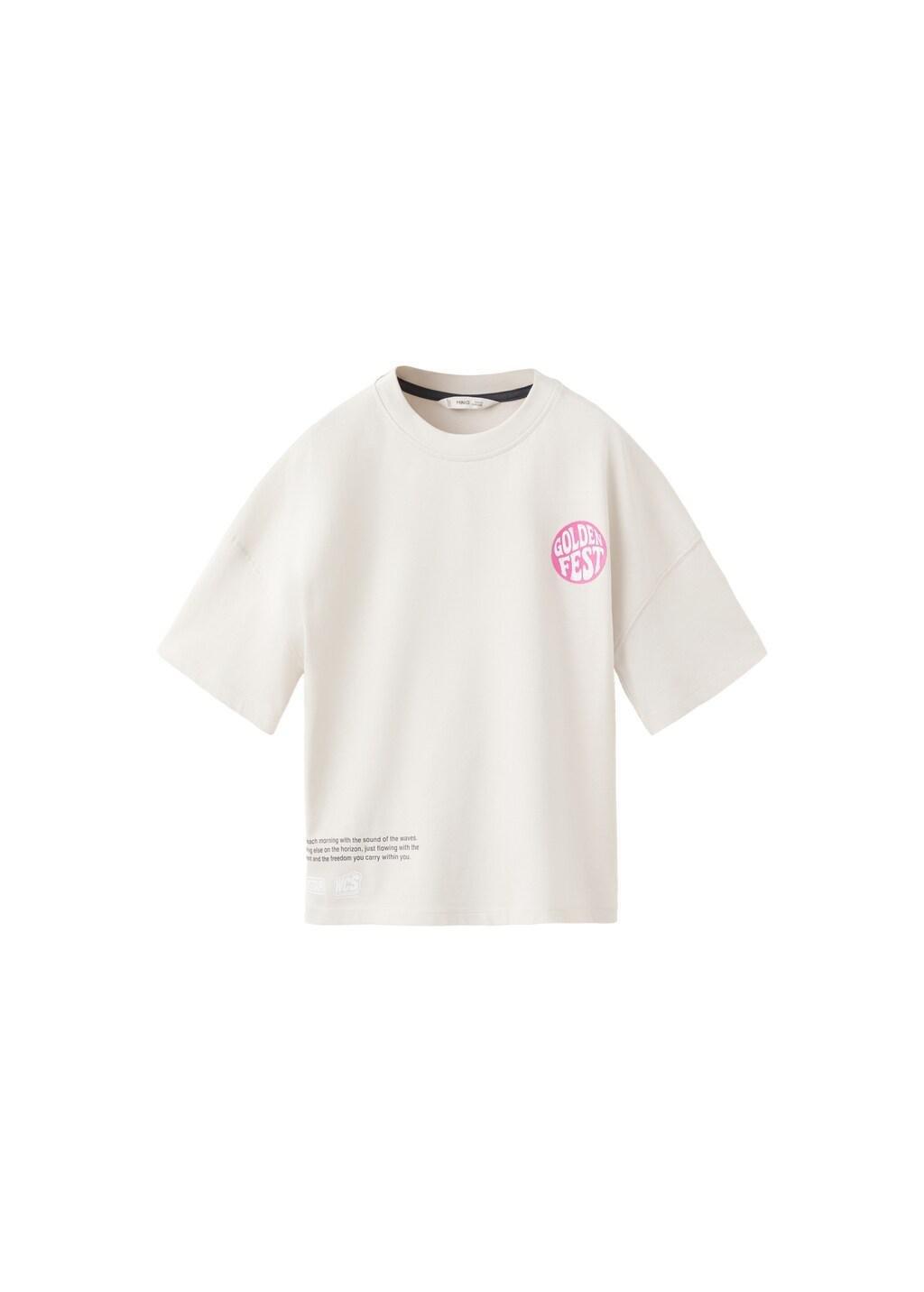 White Boxy Fit Printed T-Shirt, Kids Boys, Natural White, large image number 6