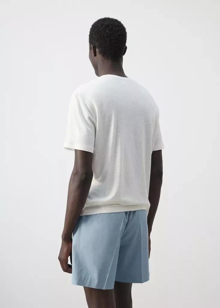 White Linen Blend Slim Fit T-Shirt, White, medium
