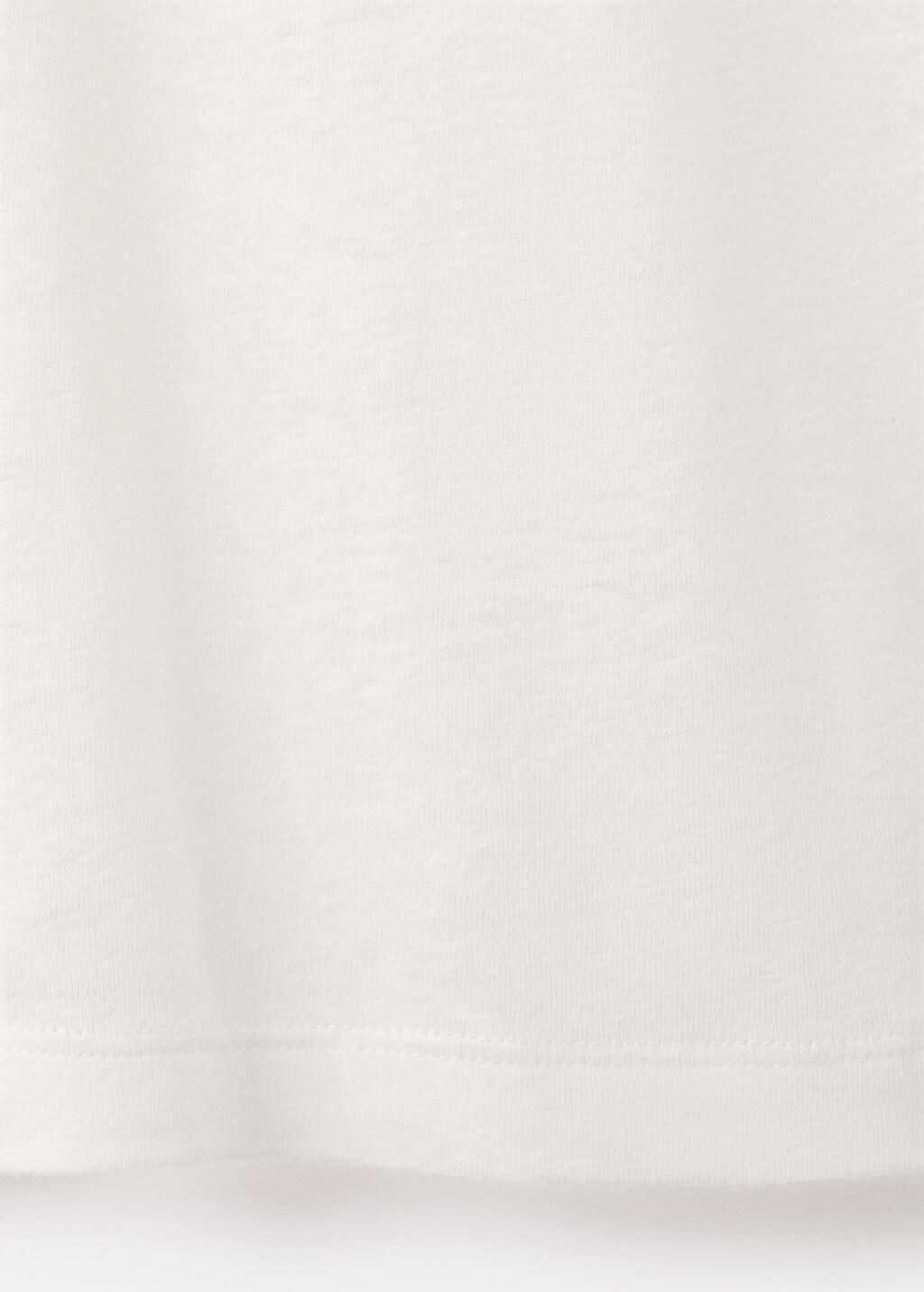 White Linen Blend Slim Fit T-Shirt, White, large image number 4
