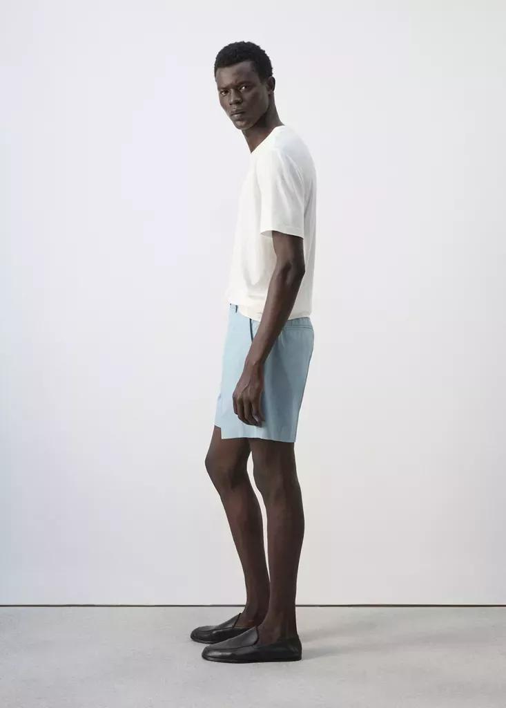 White Linen Blend Slim Fit T-Shirt, White, large image number 5