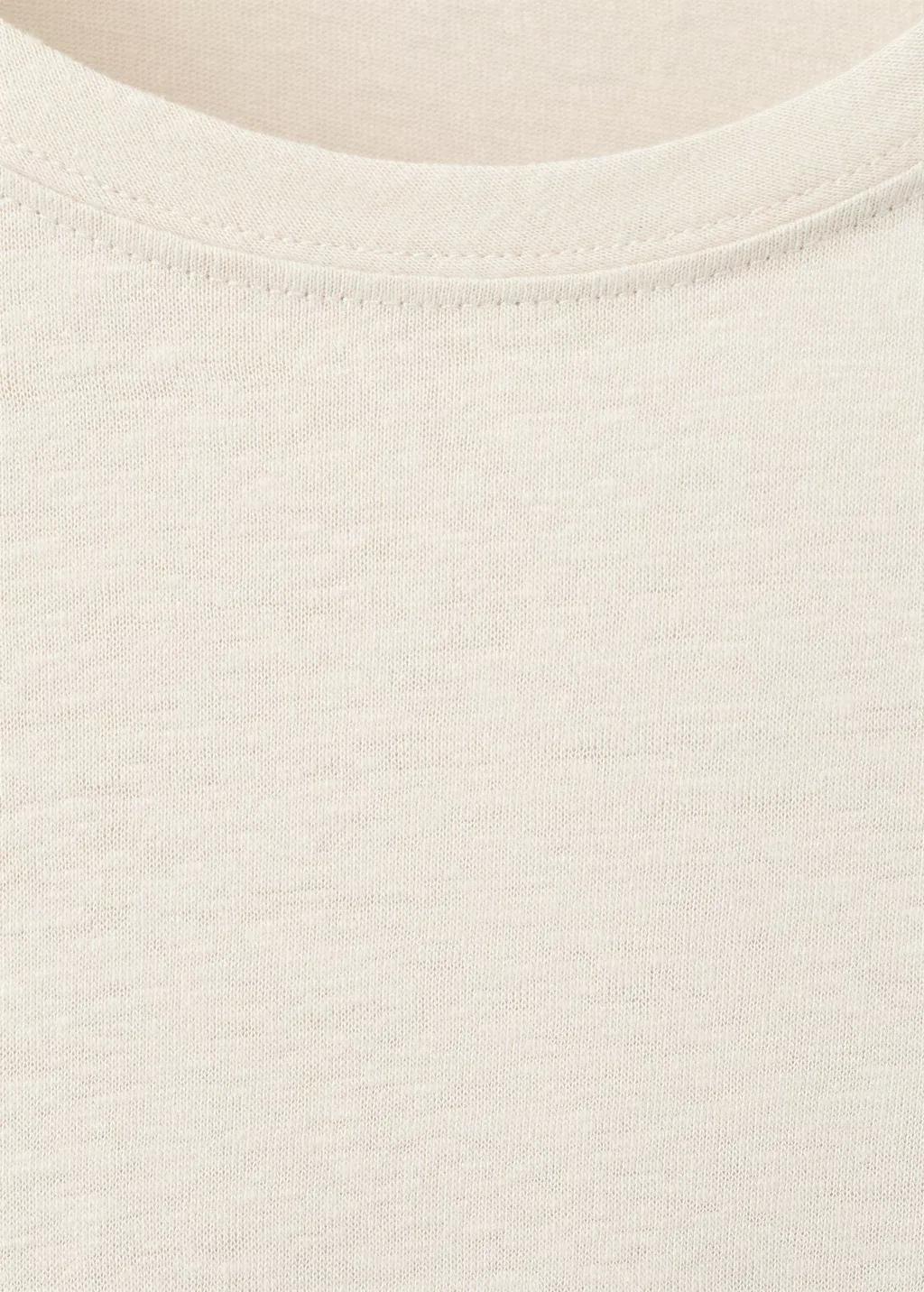 Beige Linen Blend Slim Fit T-Shirt, Light Beige, large image number 1