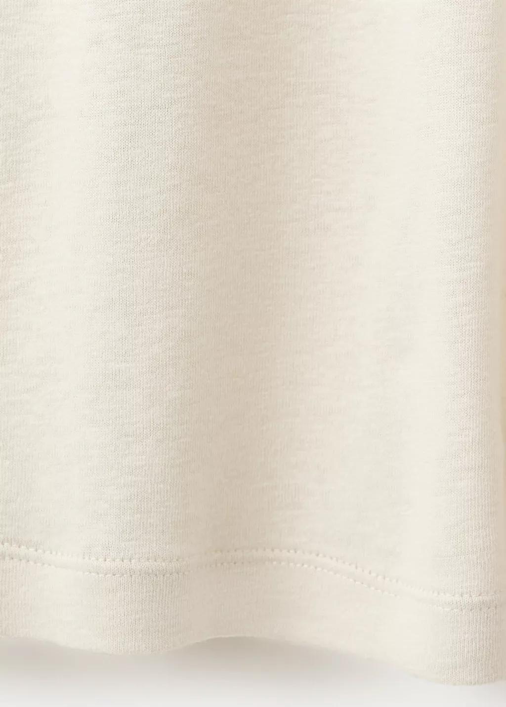 Beige Linen Blend Slim Fit T-Shirt, Light Beige, large image number 5