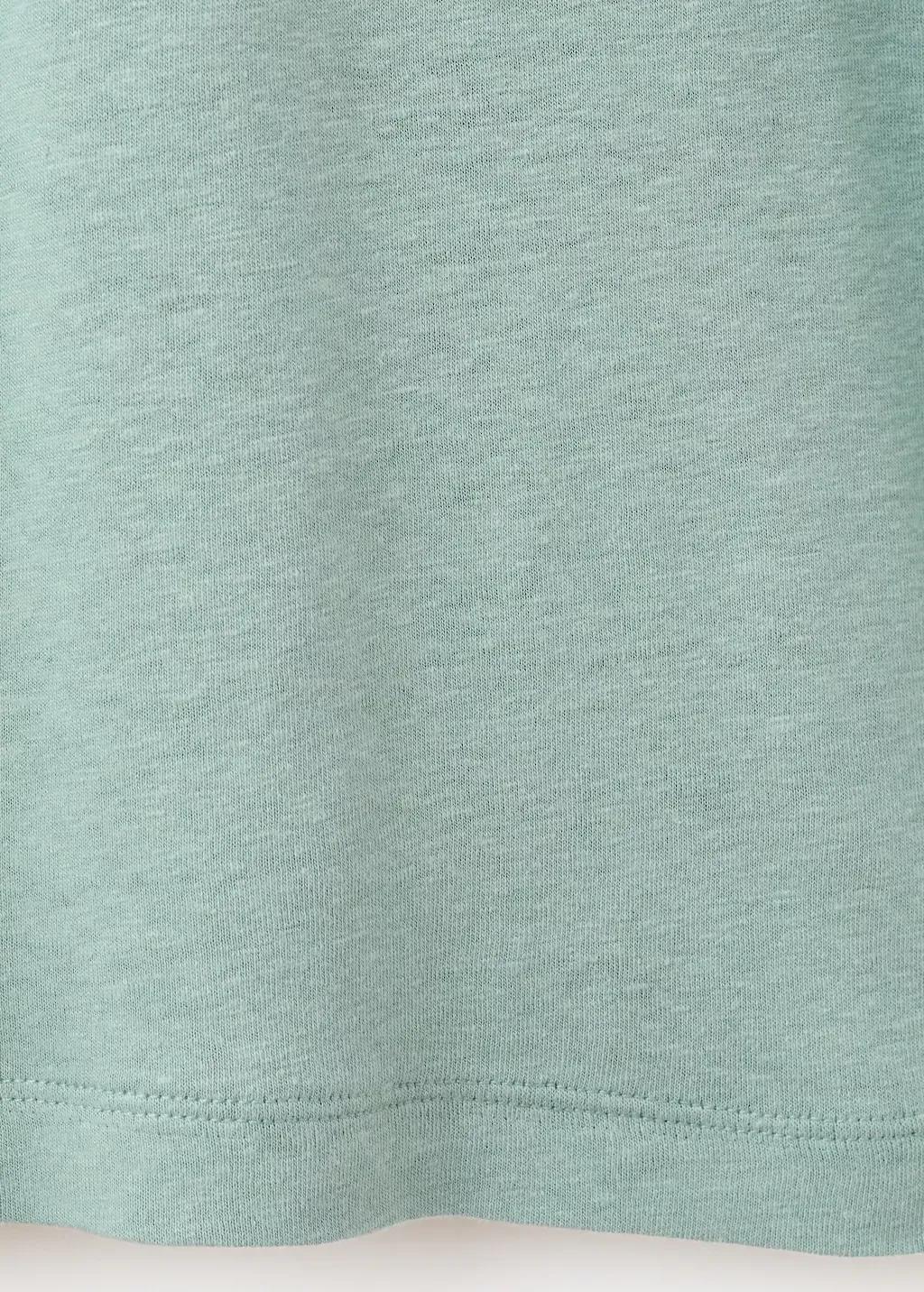 Green Linen Blend Slim Fit T-Shirt, Bright Green, large image number 5