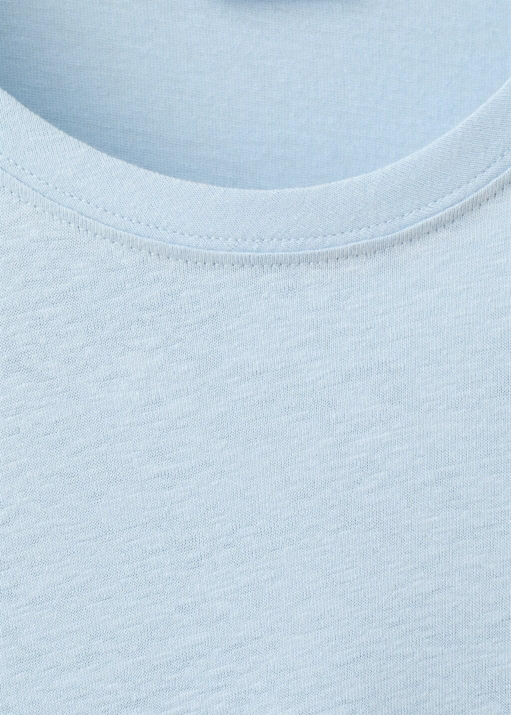 Blue Linen Blend Slim Fit T-Shirt, Light-Pastel Blue, large image number 1