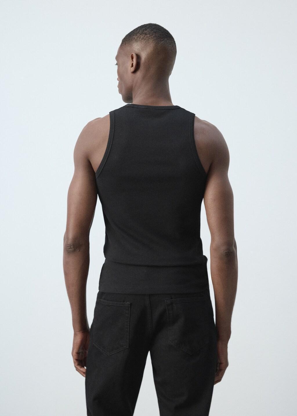 Black Slim-Fit Cotton Tank Top, Black, large image number 2