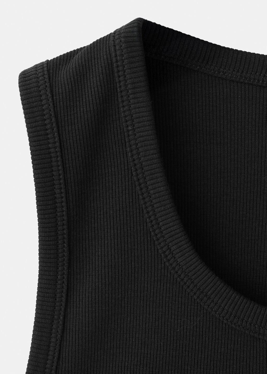 Black Slim-Fit Cotton Tank Top, Black, large image number 5