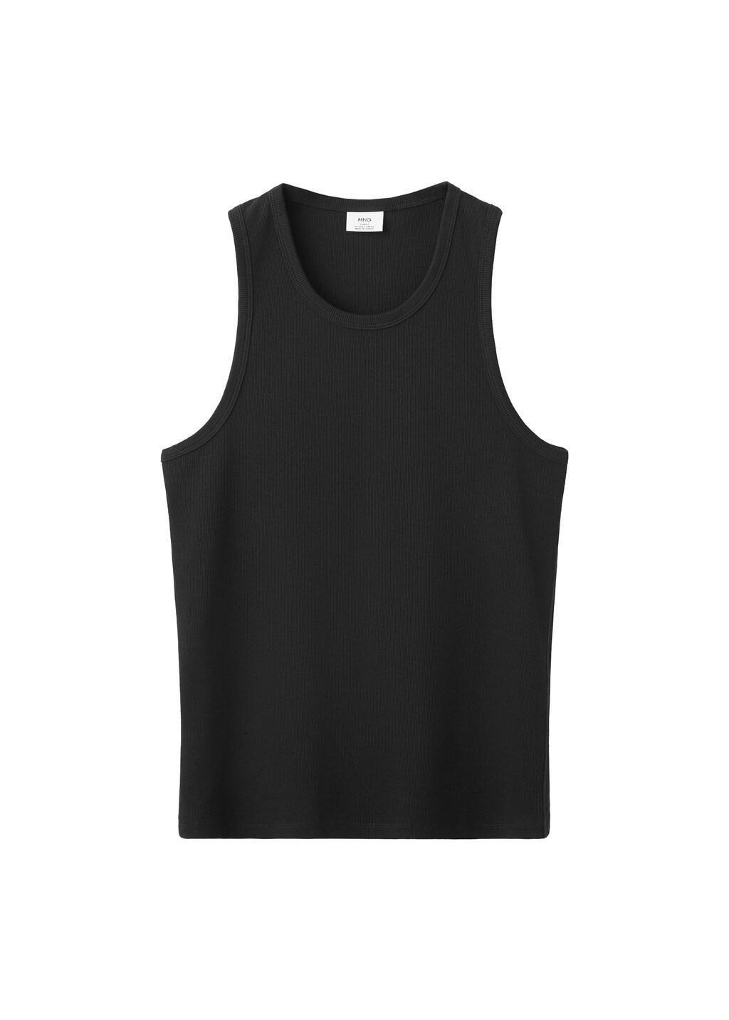 Black Slim-Fit Cotton Tank Top, Black, large image number 6