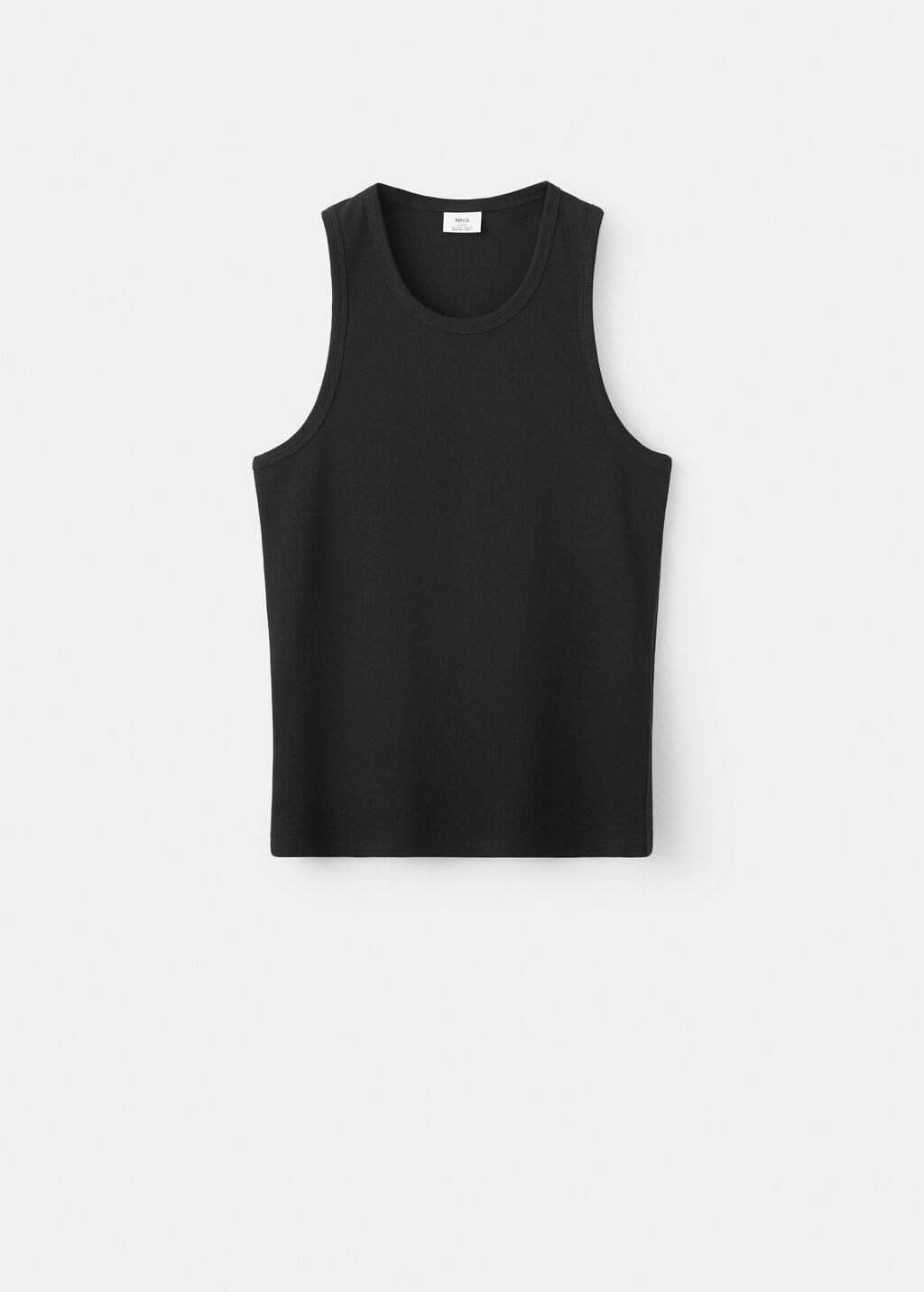 Black Slim-Fit Cotton Tank Top, Black, large image number 7