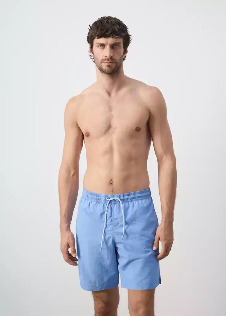 Blue Lt Pastel Basic Drawstring Swimsuit, Light-Pastel Blue, medium