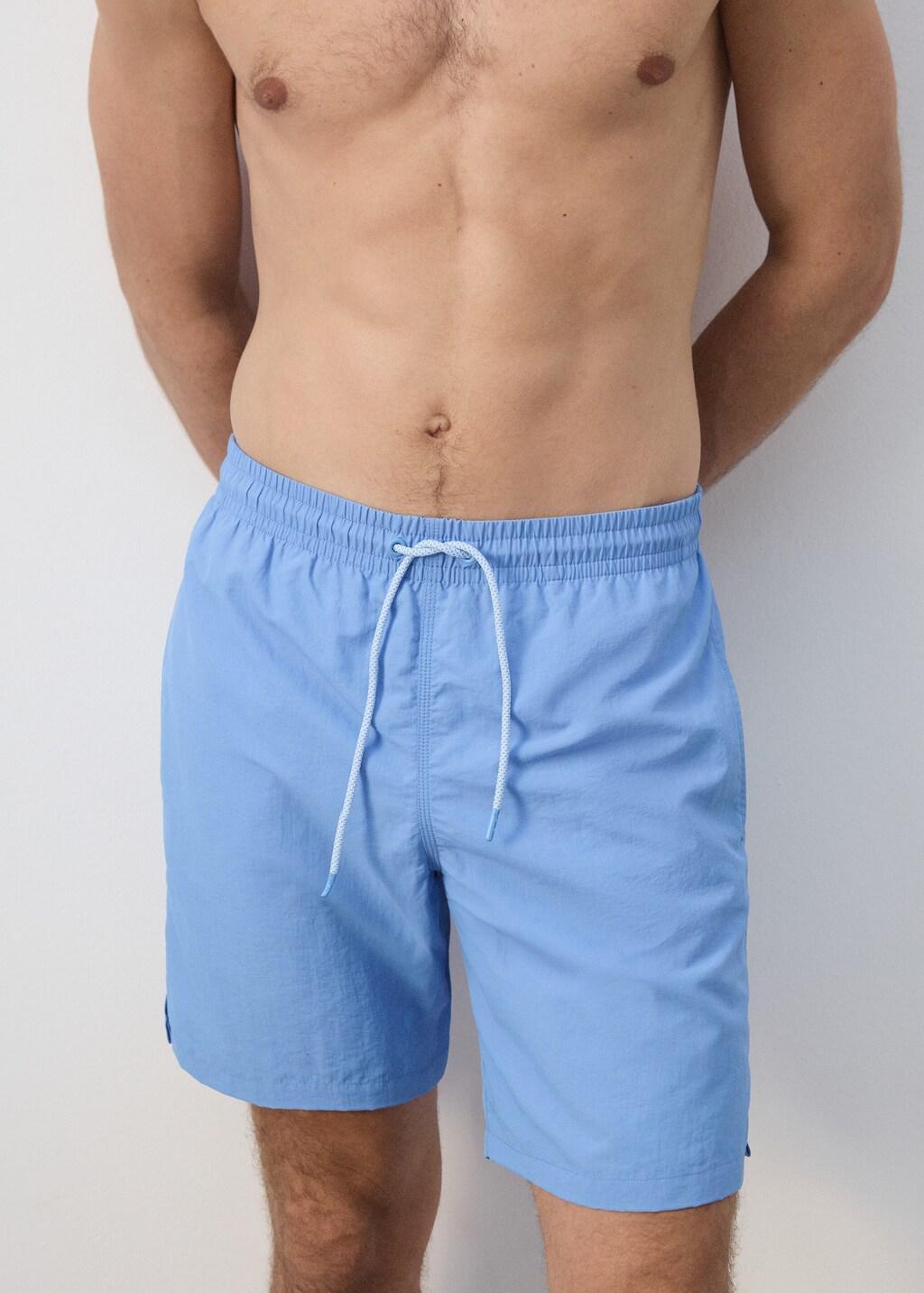 Blue Lt Pastel Basic Drawstring Swimsuit, Light-Pastel Blue, large image number 3