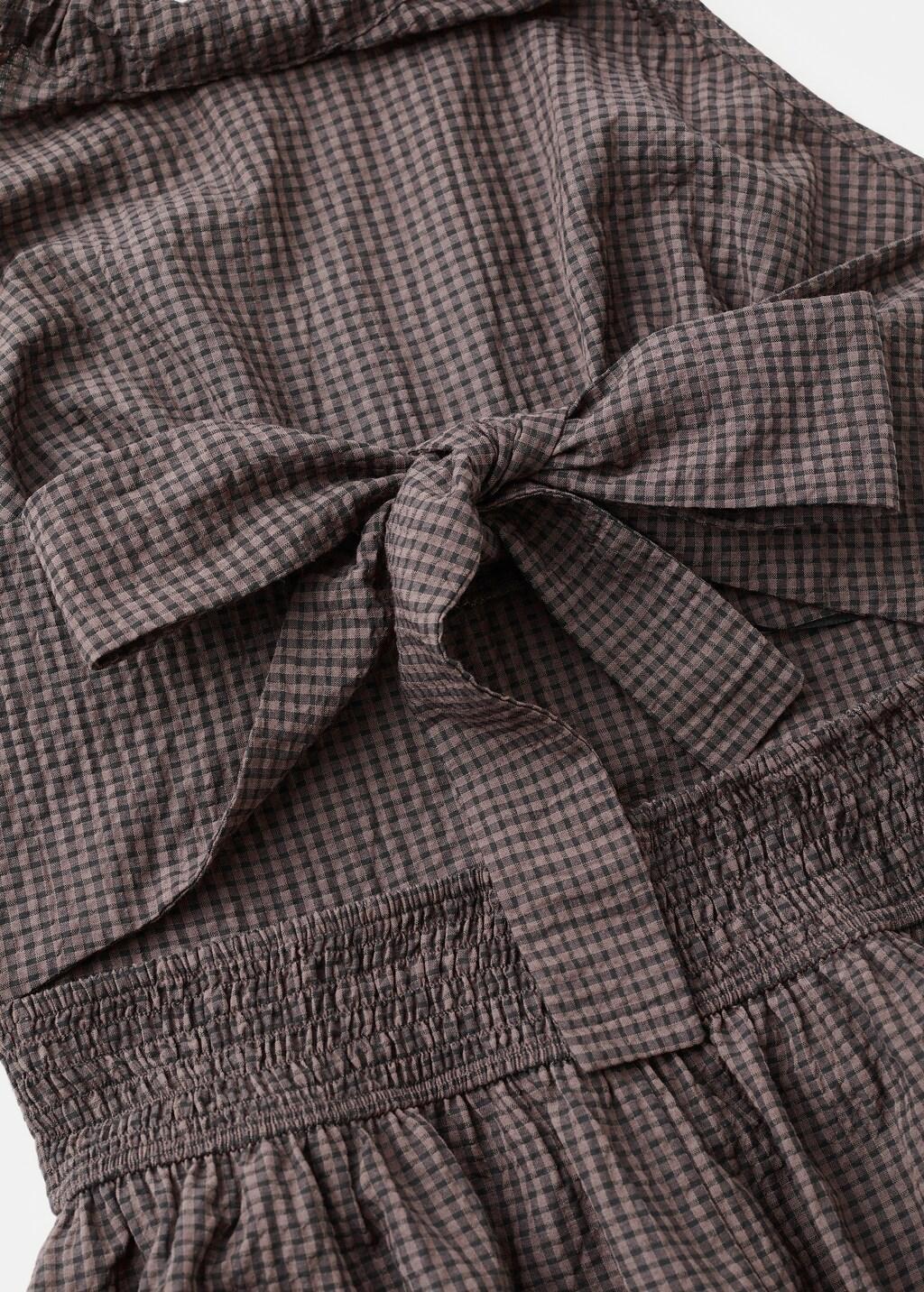 Brown Gingham Check Halter Dress, Brown, large image number 1