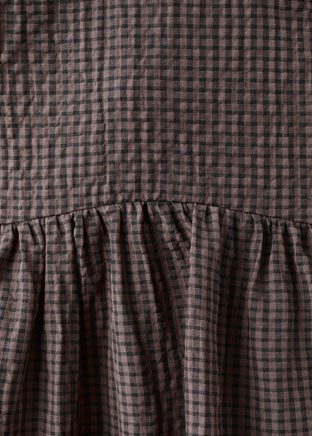 Brown Gingham Check Halter Dress, Brown, large image number 5