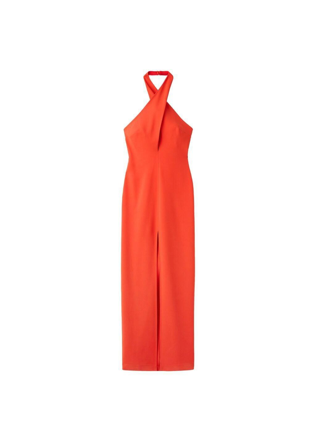Red Long Halter Wrap Dress, Red, large image number 6