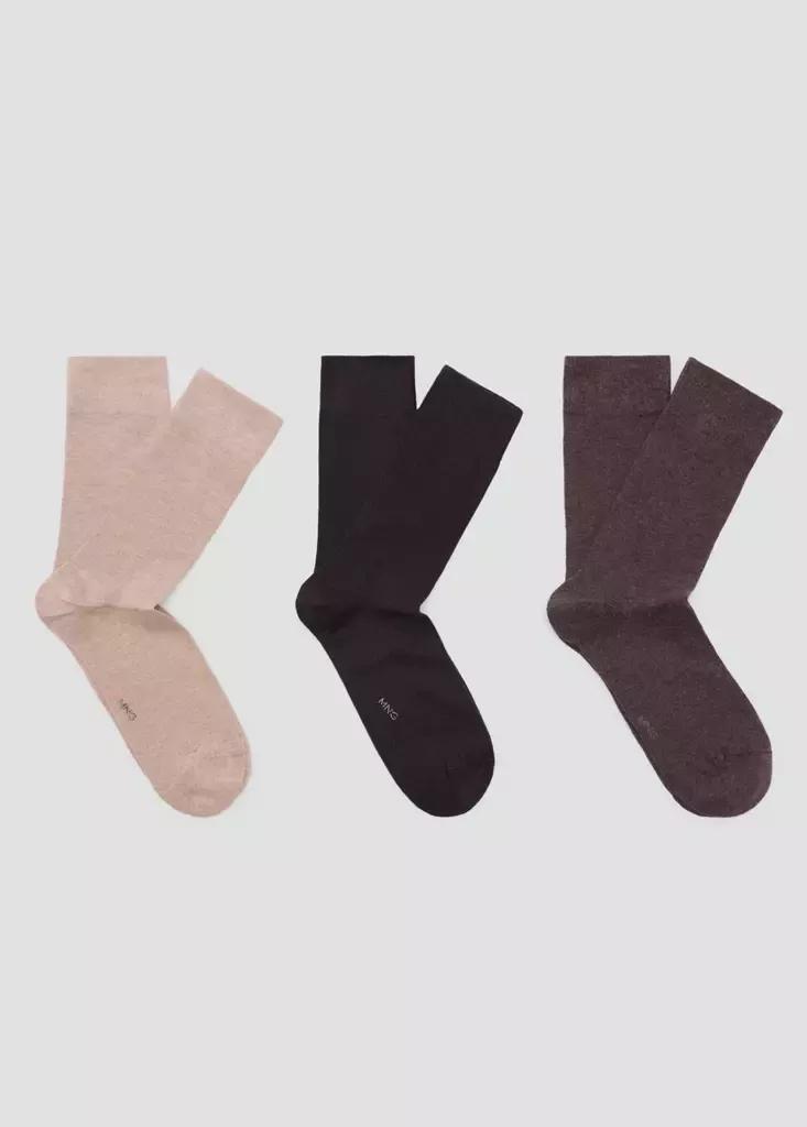 Brown Long Cotton Socks, Set Of 3, Brown, large image number 4