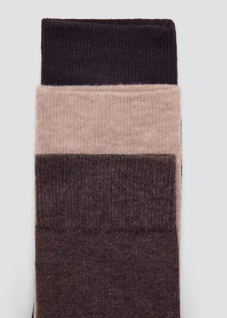 Brown Long Cotton Socks, Set Of 3, Brown, large image number 5