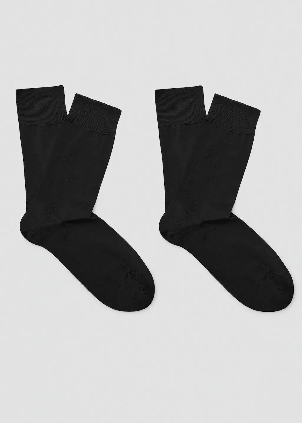 Black Long Cotton Socks , Set Of 2, Black, large image number 4