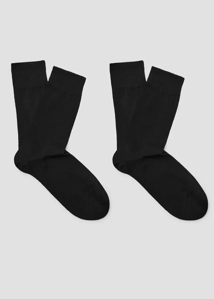 Black Long Cotton Socks , Set Of 2, Black, large image number 5