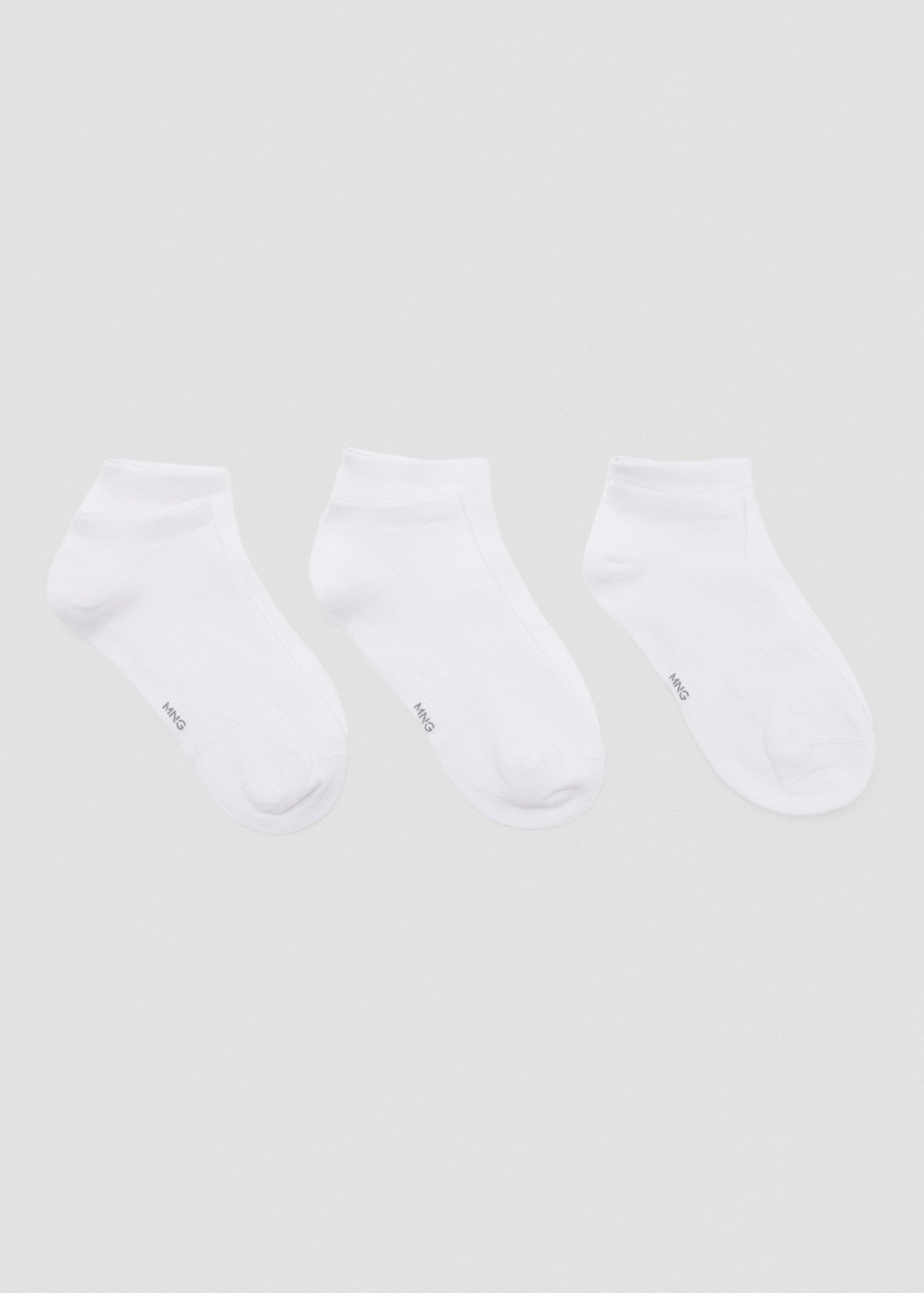 White Cotton Socks, Set Of 3, White, medium