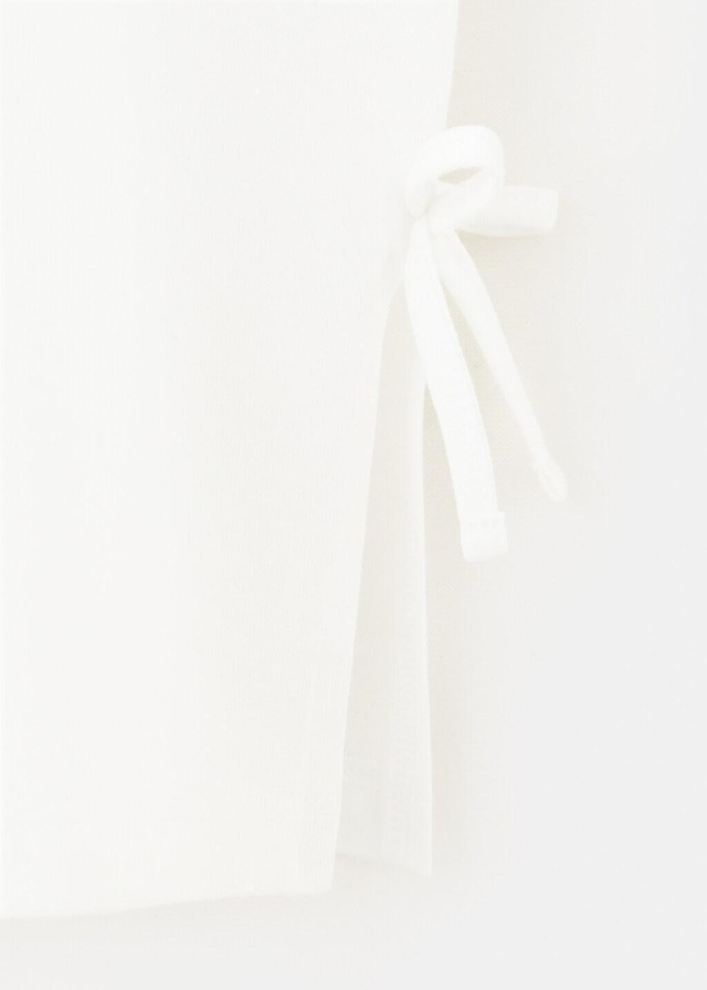 White Printed Top With Tie Detail, Kids Girls, Natural White, large image number 3