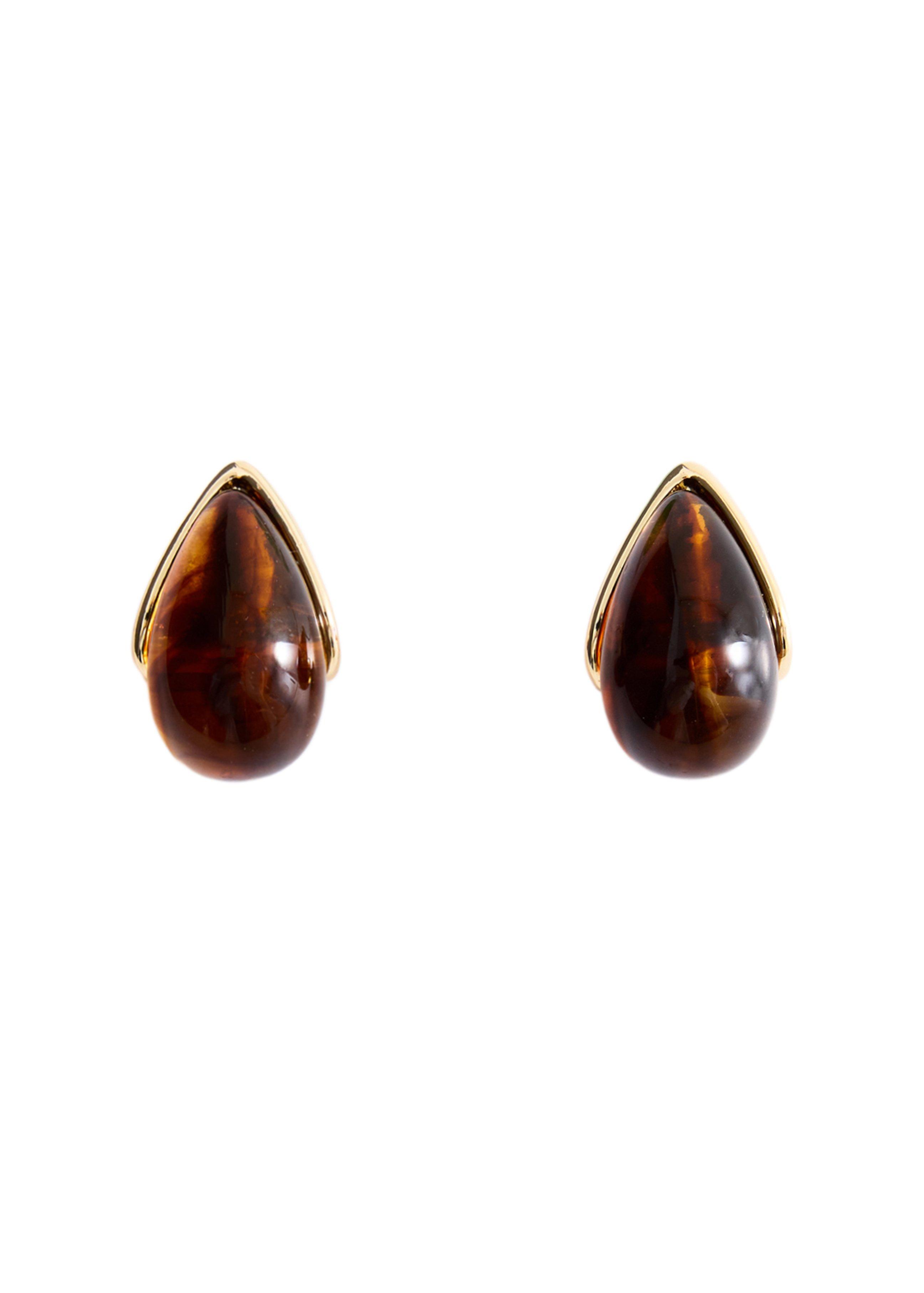 Gold Resin Drop Earrings, Gold, large image number 2