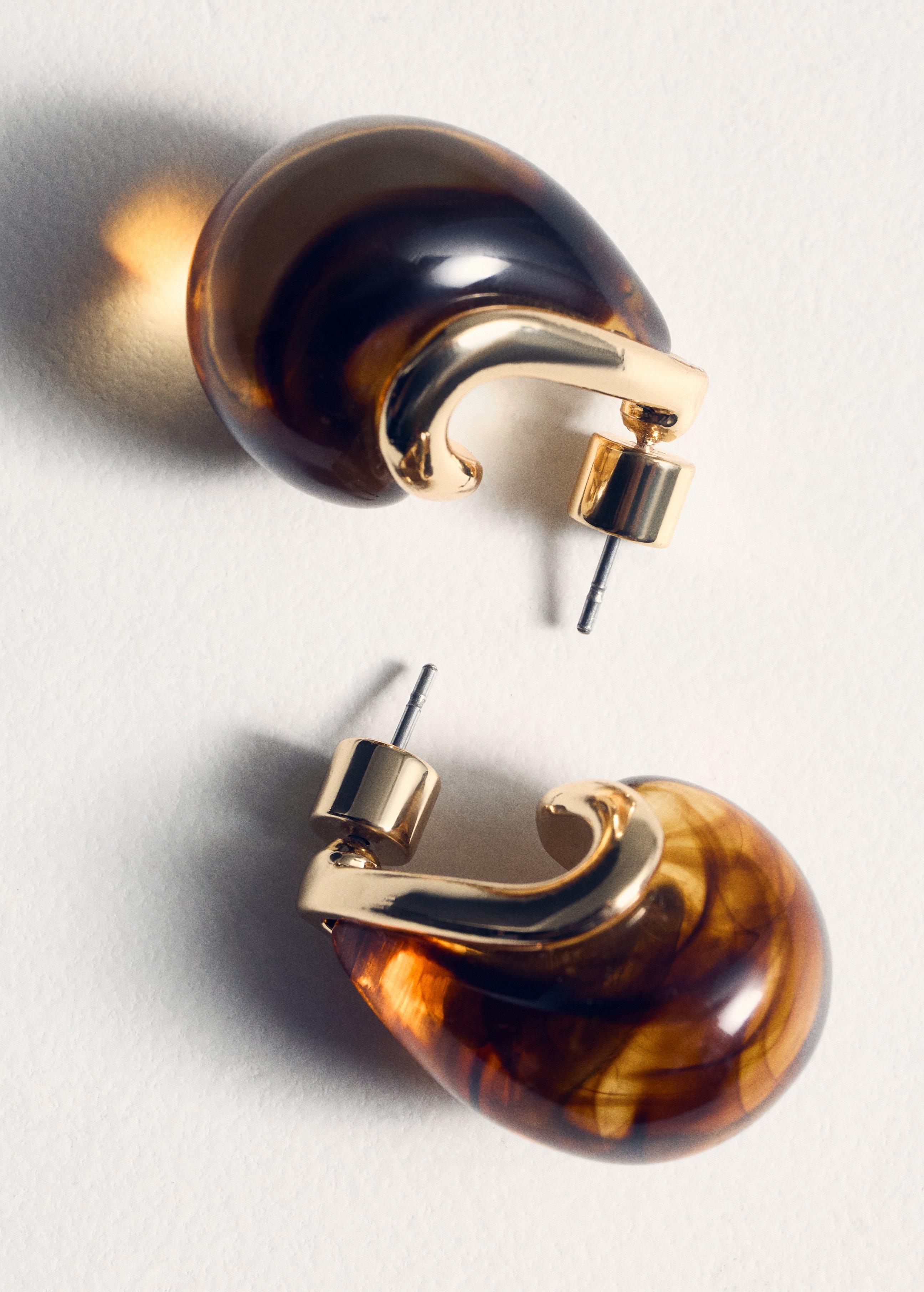 Gold Resin Drop Earrings, Gold, large image number 3