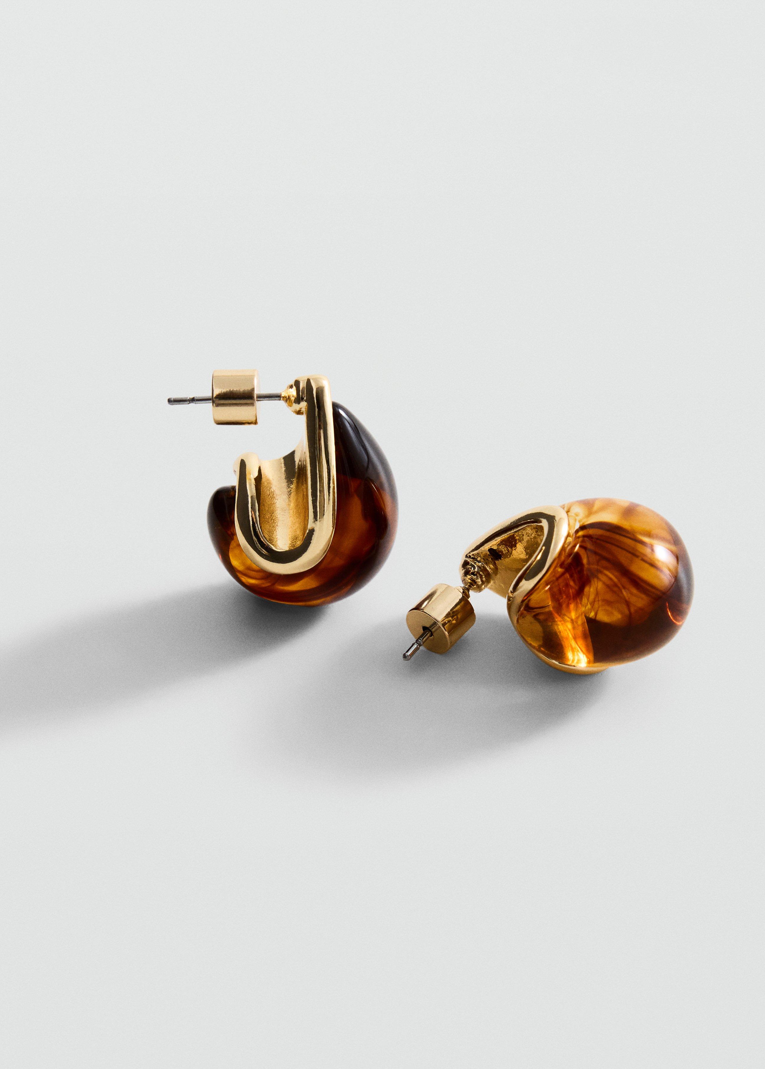 Gold Resin Drop Earrings, Gold, large image number 4