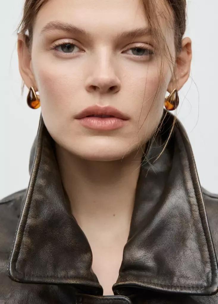 Gold Resin Drop Earrings, Gold, large image number 6