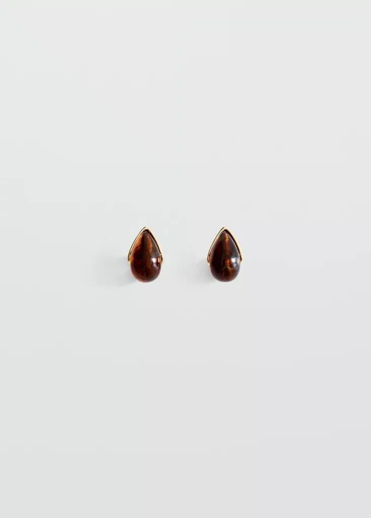 Gold Resin Drop Earrings, Gold, large image number 8