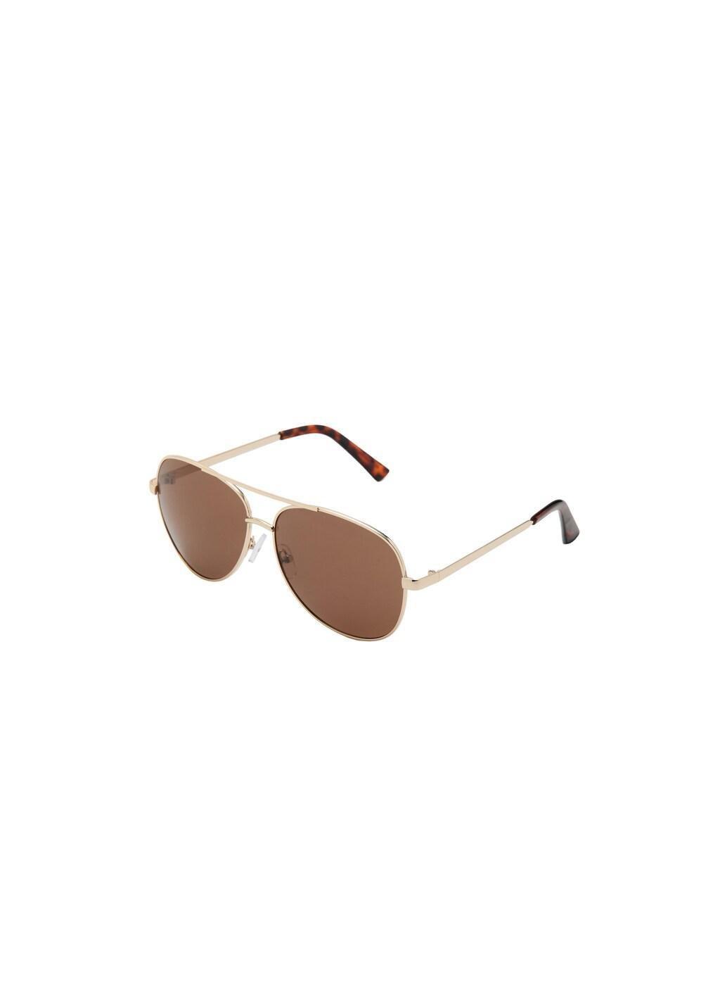 Gold Aviator Frame Sunglasses, Gold, medium