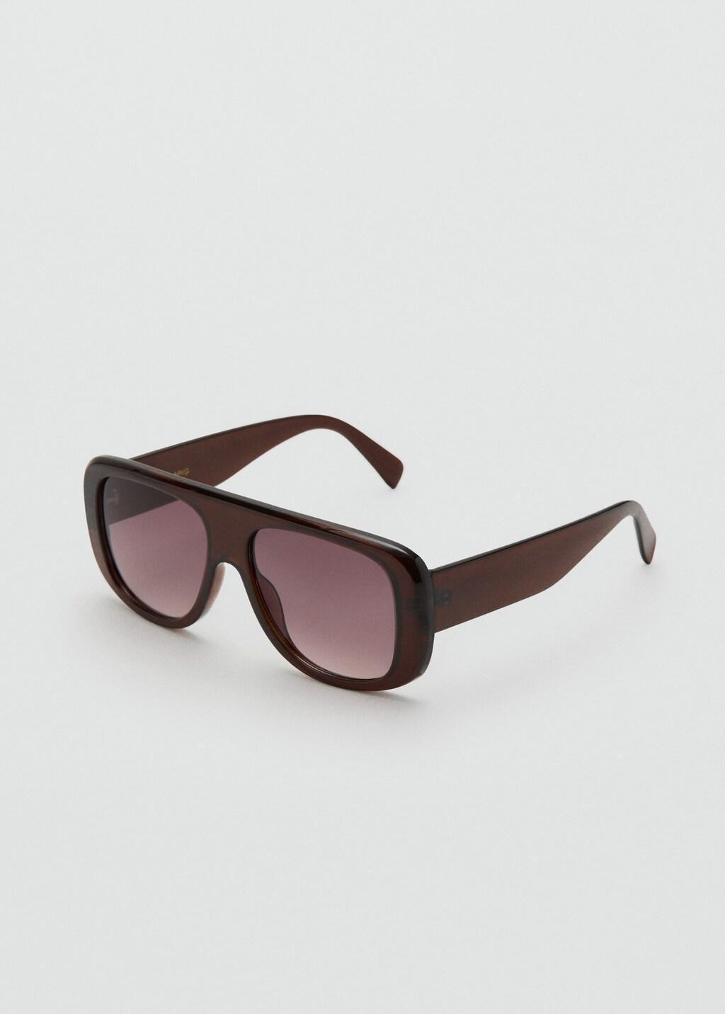 Brown Aviator Sunglasses With Plastic Frame, Dark Brown, medium