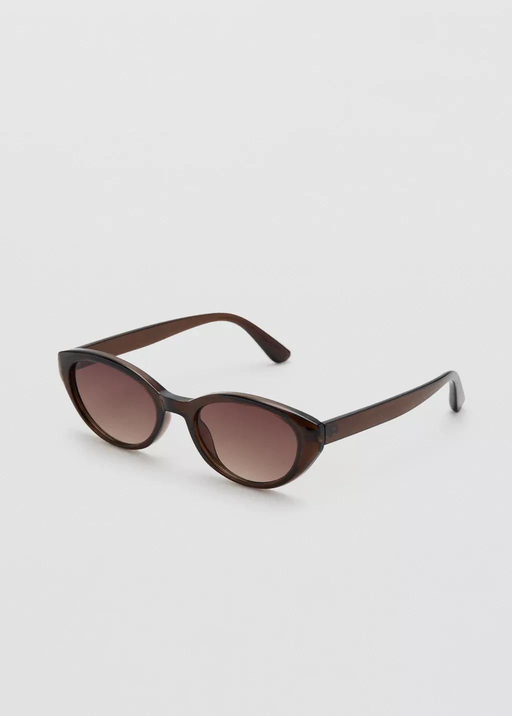 Brown Oval-Frame Sunglasses, Brown, medium