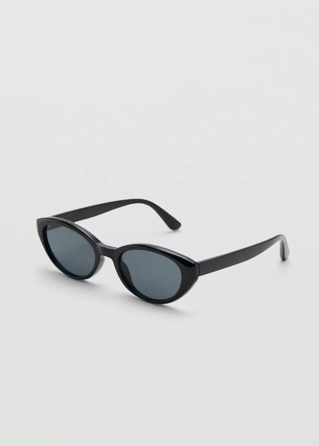 Black Oval-Frame Sunglasses, Black, large image number 0