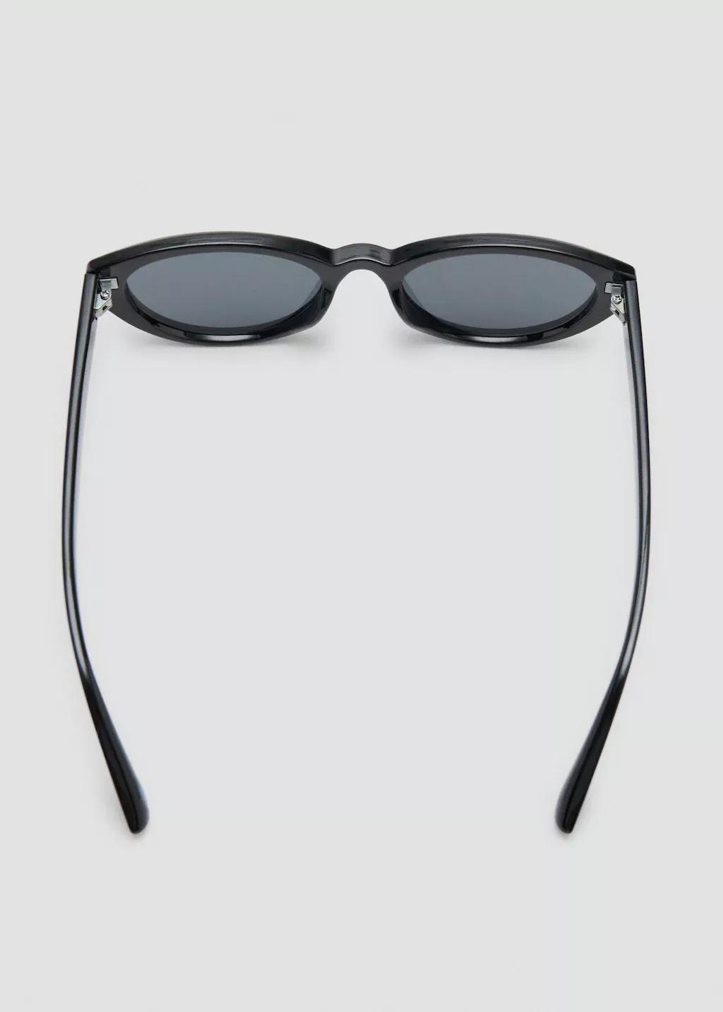 Black Oval-Frame Sunglasses, Black, large image number 1
