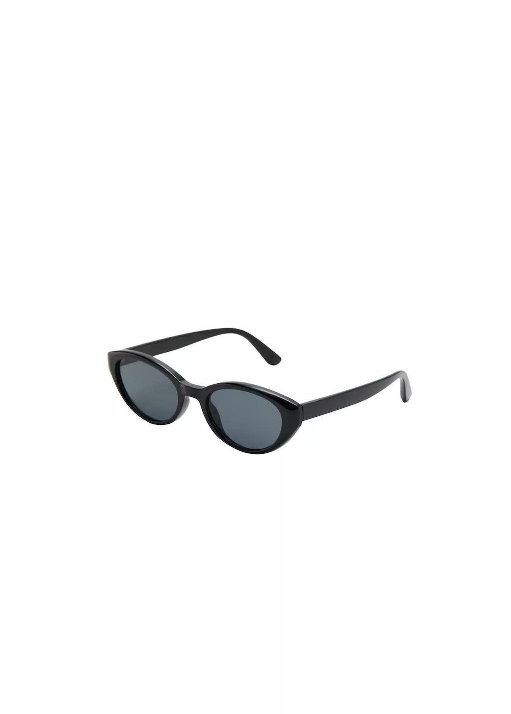 Black Oval-Frame Sunglasses, Black, large image number 2