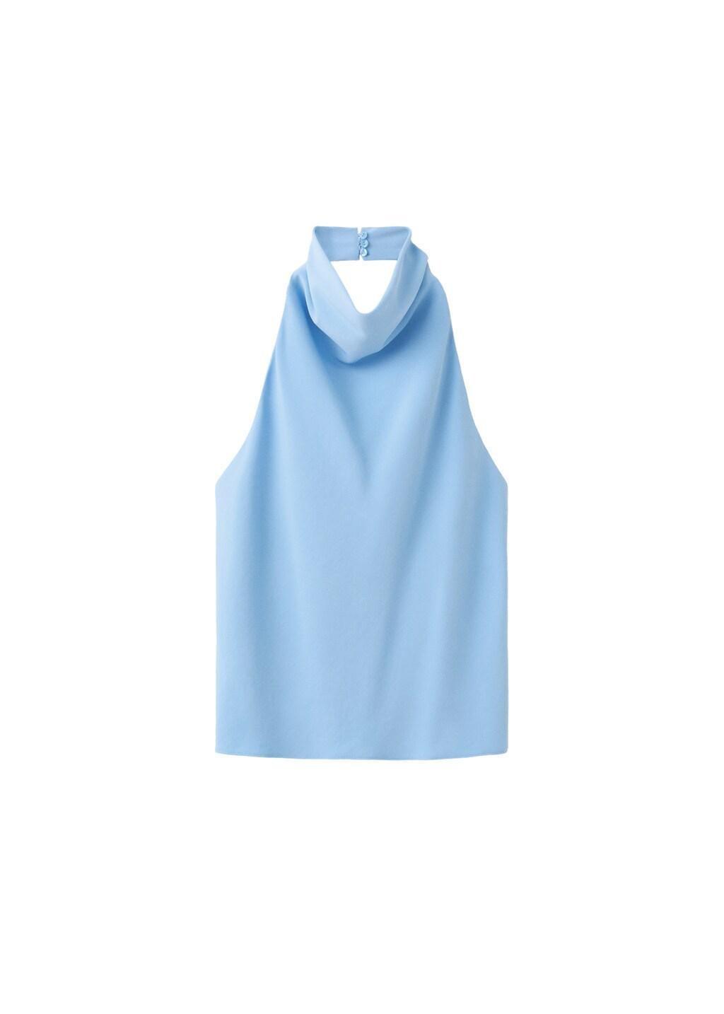 Blue Lt Pastel Draped Halter Top, Light-Pastel Blue, large image number 4