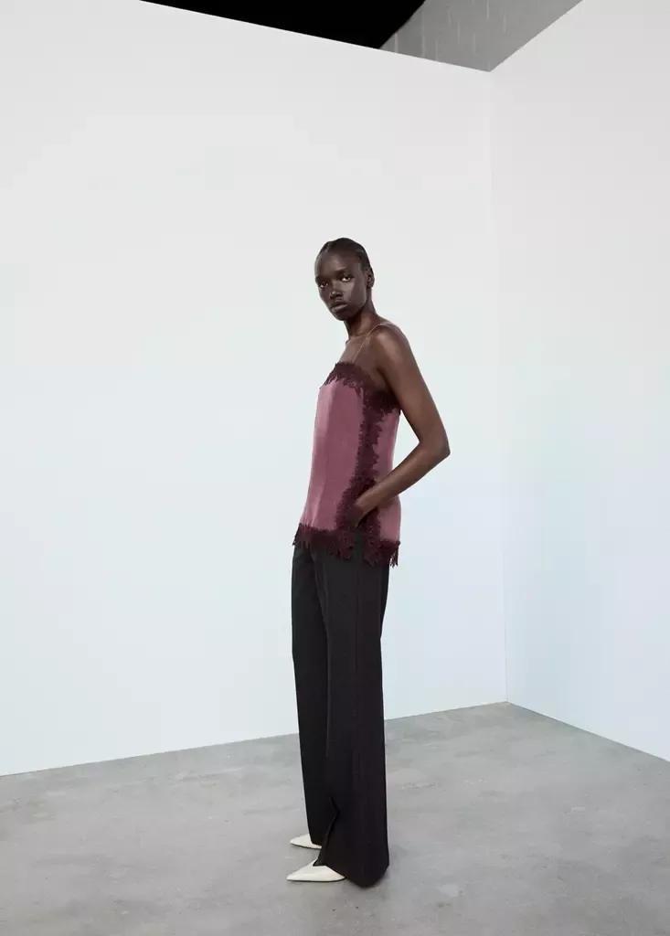 RED Satin lace top, Dark Red, large image number 0