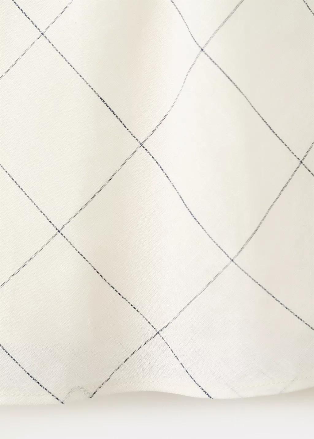 White Check Linen-Blend Top, White, medium