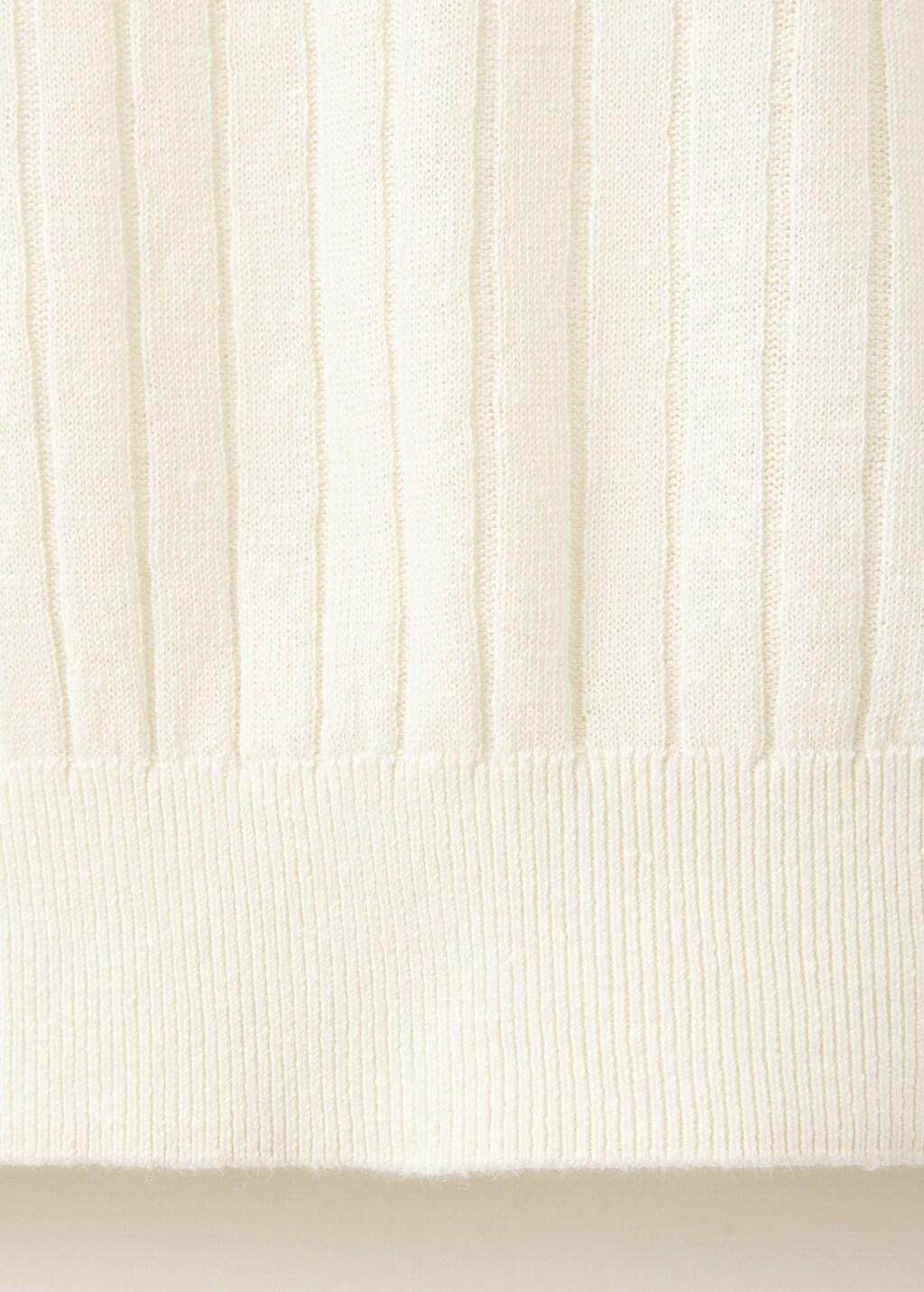 WHITE Ribbed linen lyocell blend polo, Natural White, large image number 3
