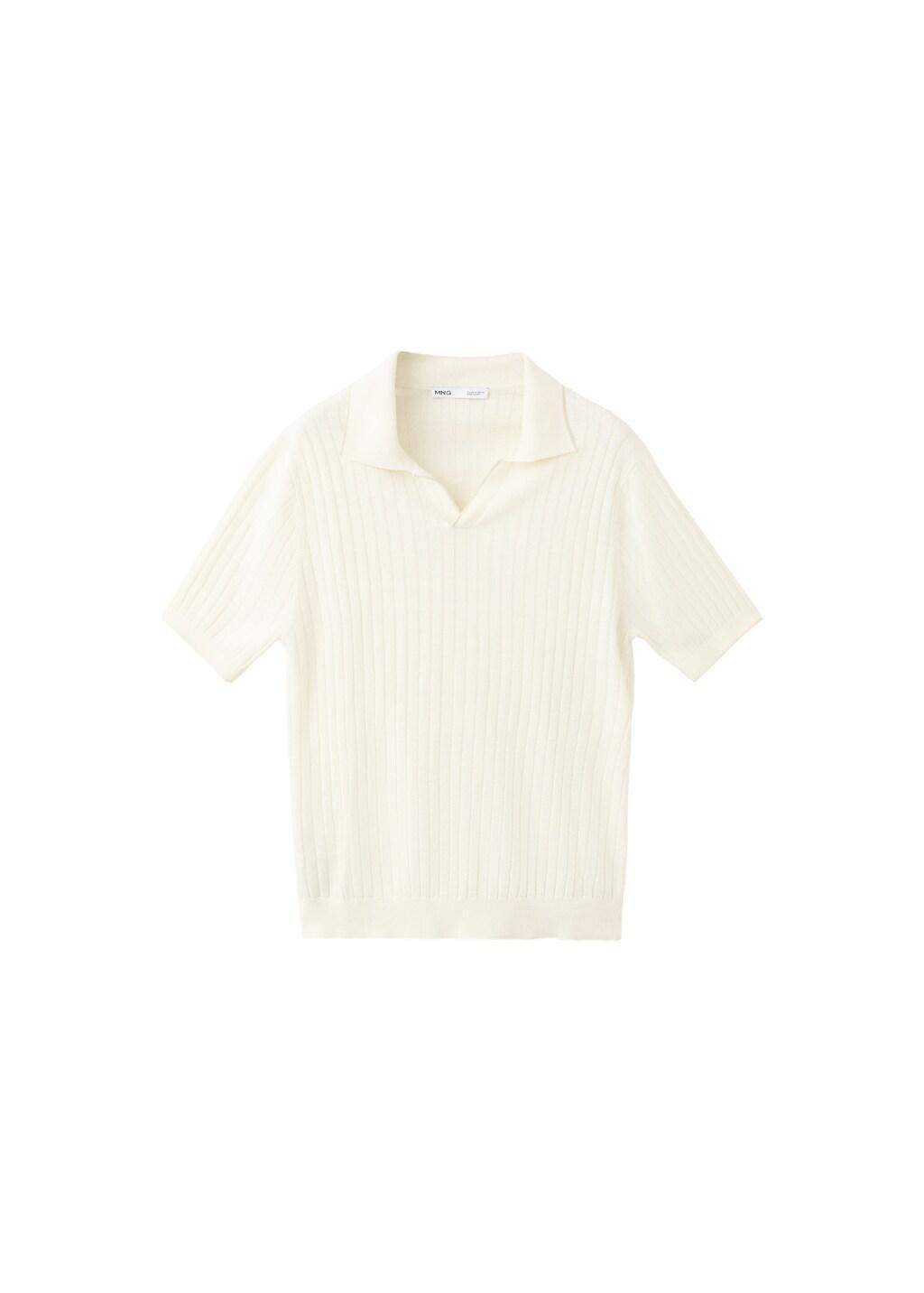 WHITE Ribbed linen lyocell blend polo, Natural White, large image number 4