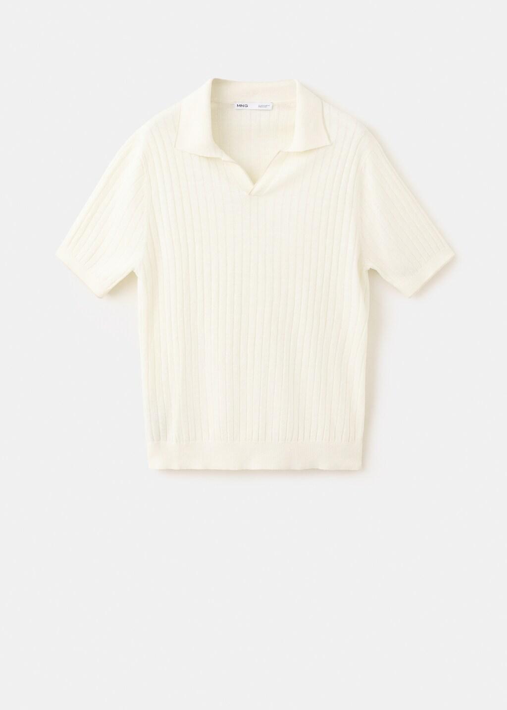 WHITE Ribbed linen lyocell blend polo, Natural White, large image number 5